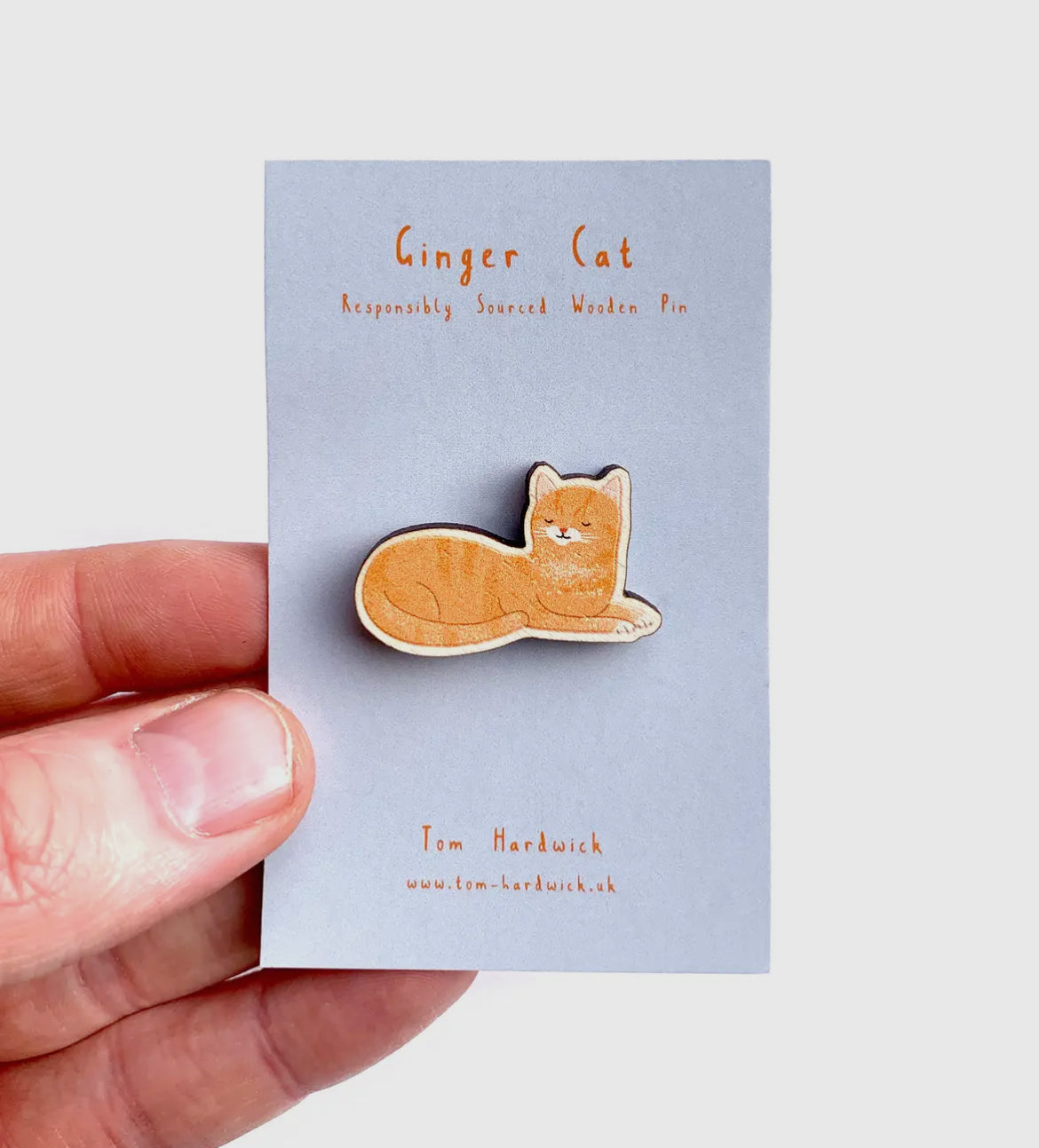Ginger Cat Wooden Pin