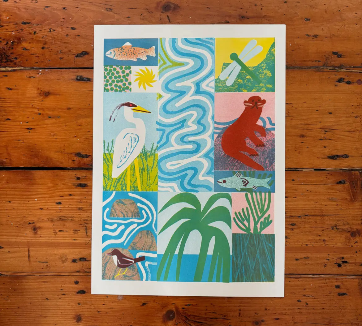 Rivers Risograph Print