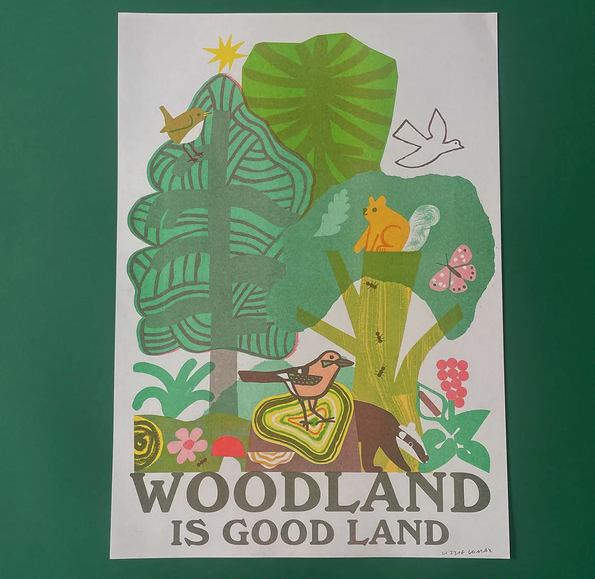 Woodland Is Good Land Risograph Print