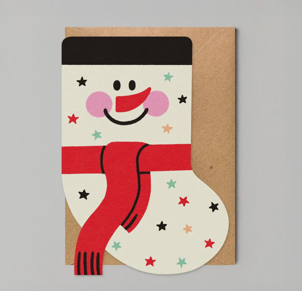 Snowman Stocking Die Cut Christmas Card