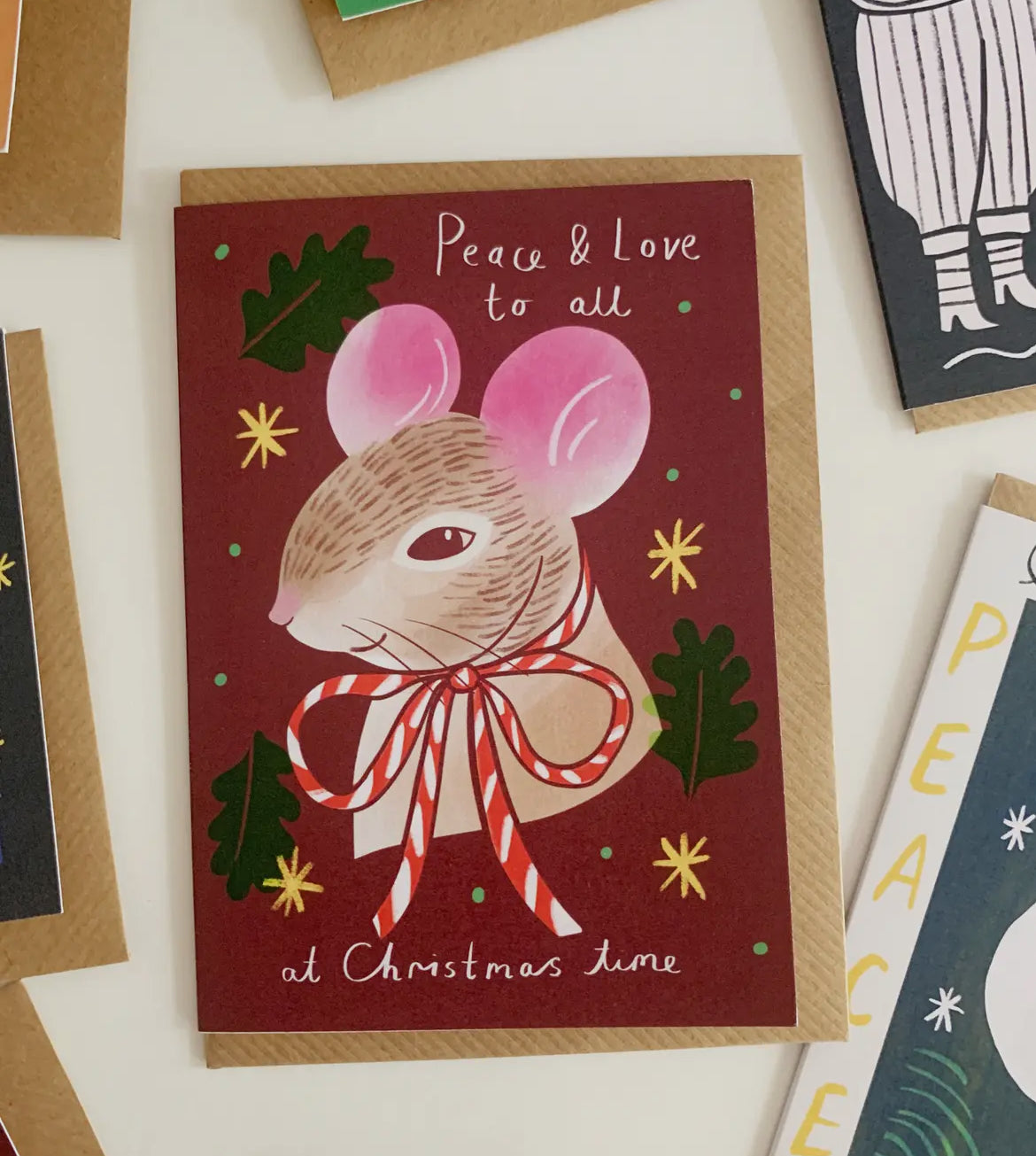 Mouse with Bow Christmas Card