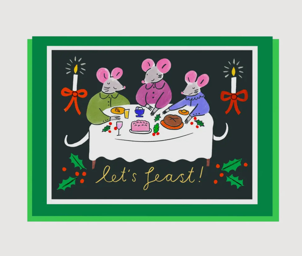 Feasting Christmas Mice Card