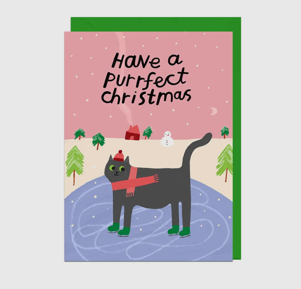 Skating Cat Christmas Card