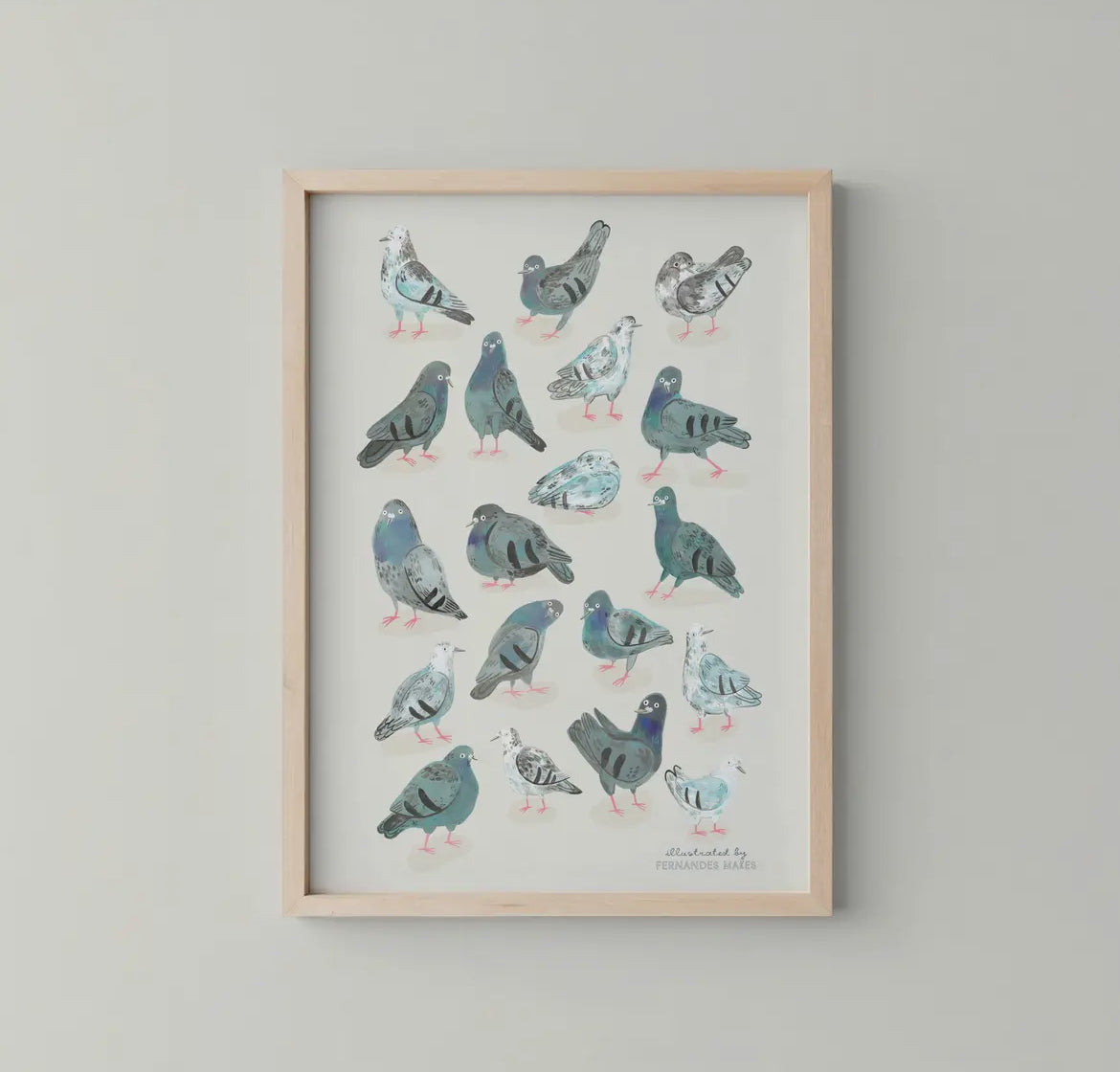 Pigeon Flock Fun Art Print