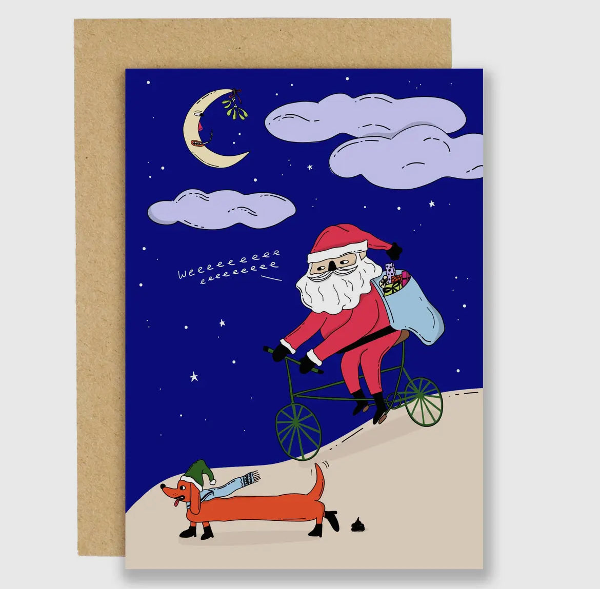 Cycling Santa Christmas Card