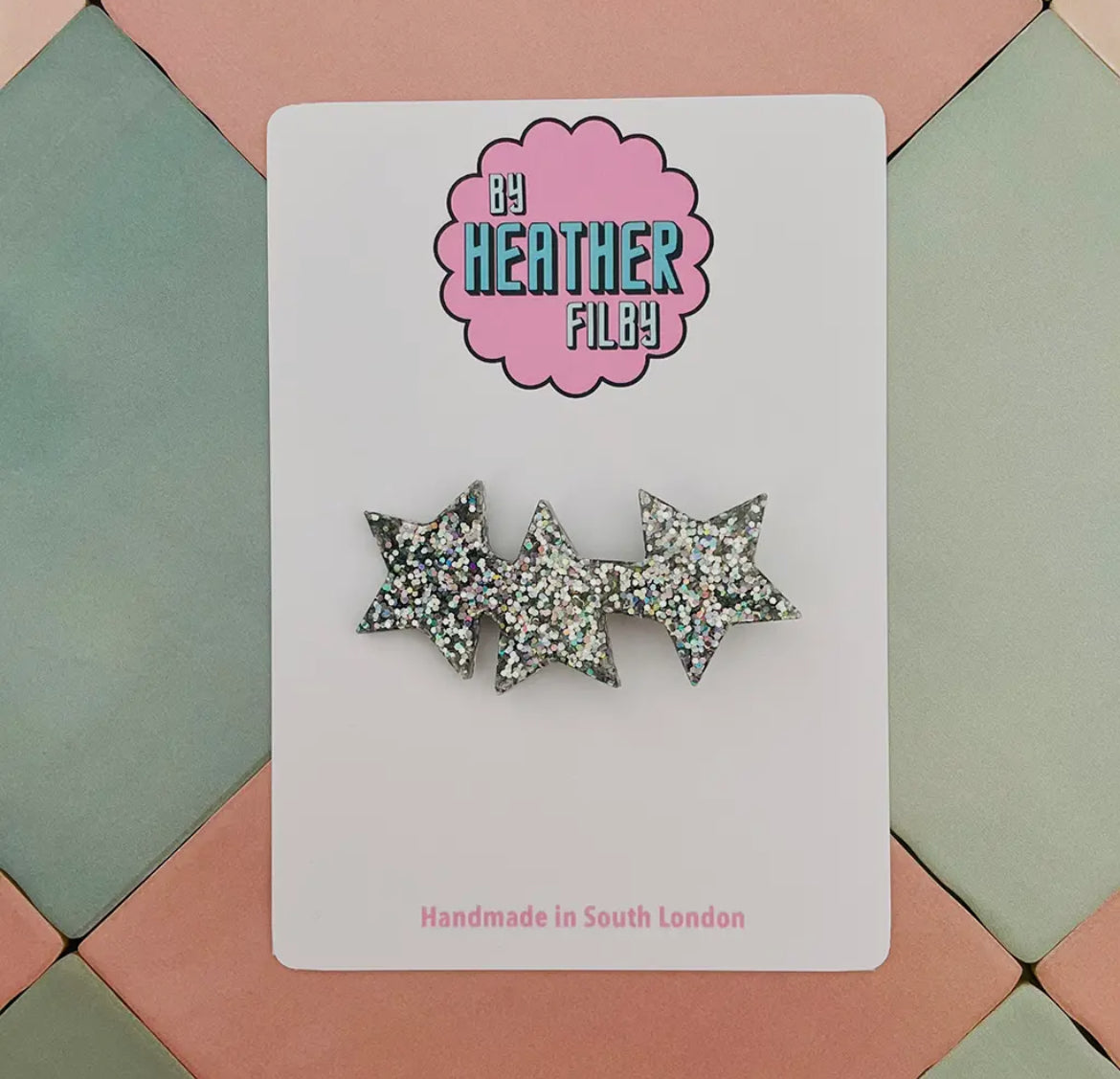 Silver Star Glitter Hair Clip