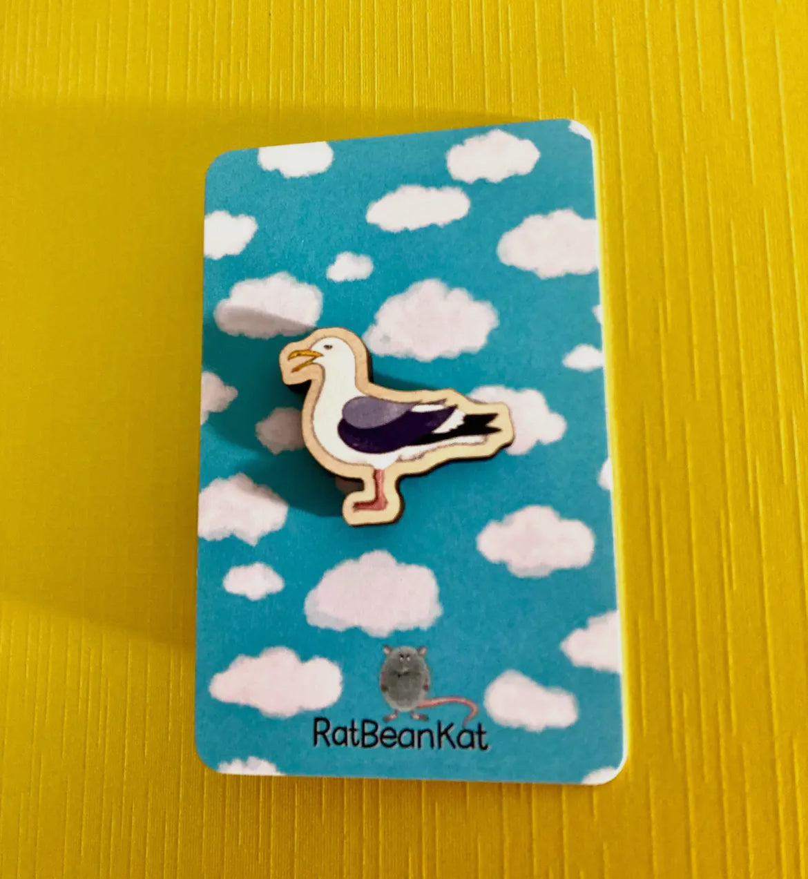 Seagull Wooden Pin Badge