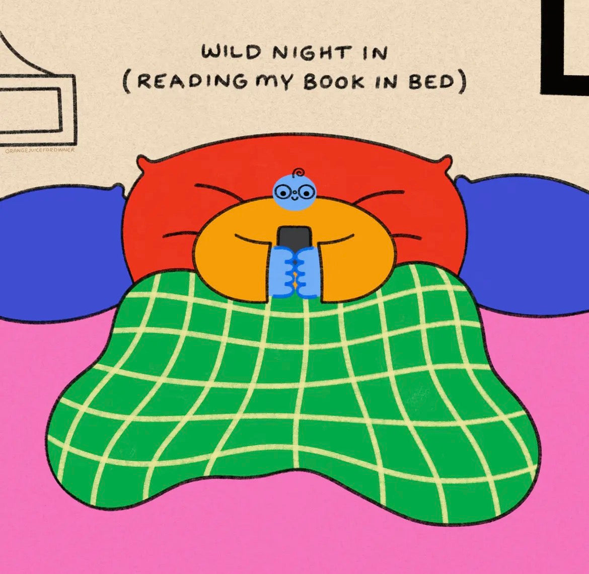Wild Night in (Reading My Book in Bed) Art Print