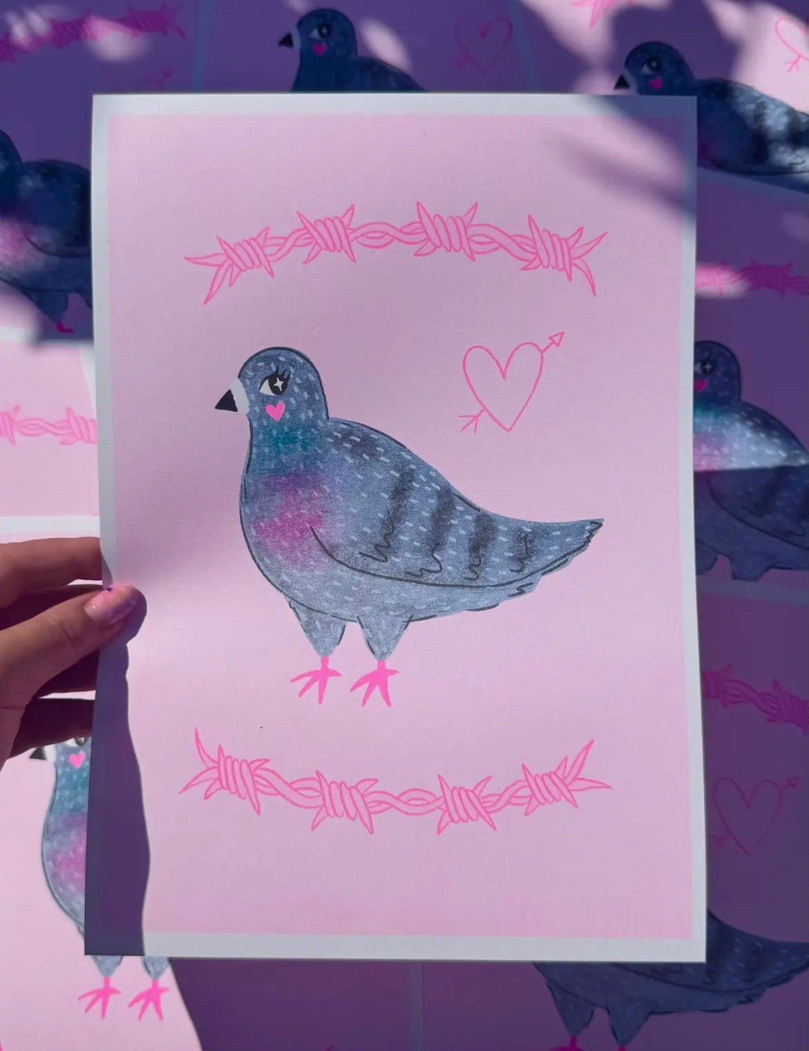 Pigeon A4 Risograph Print