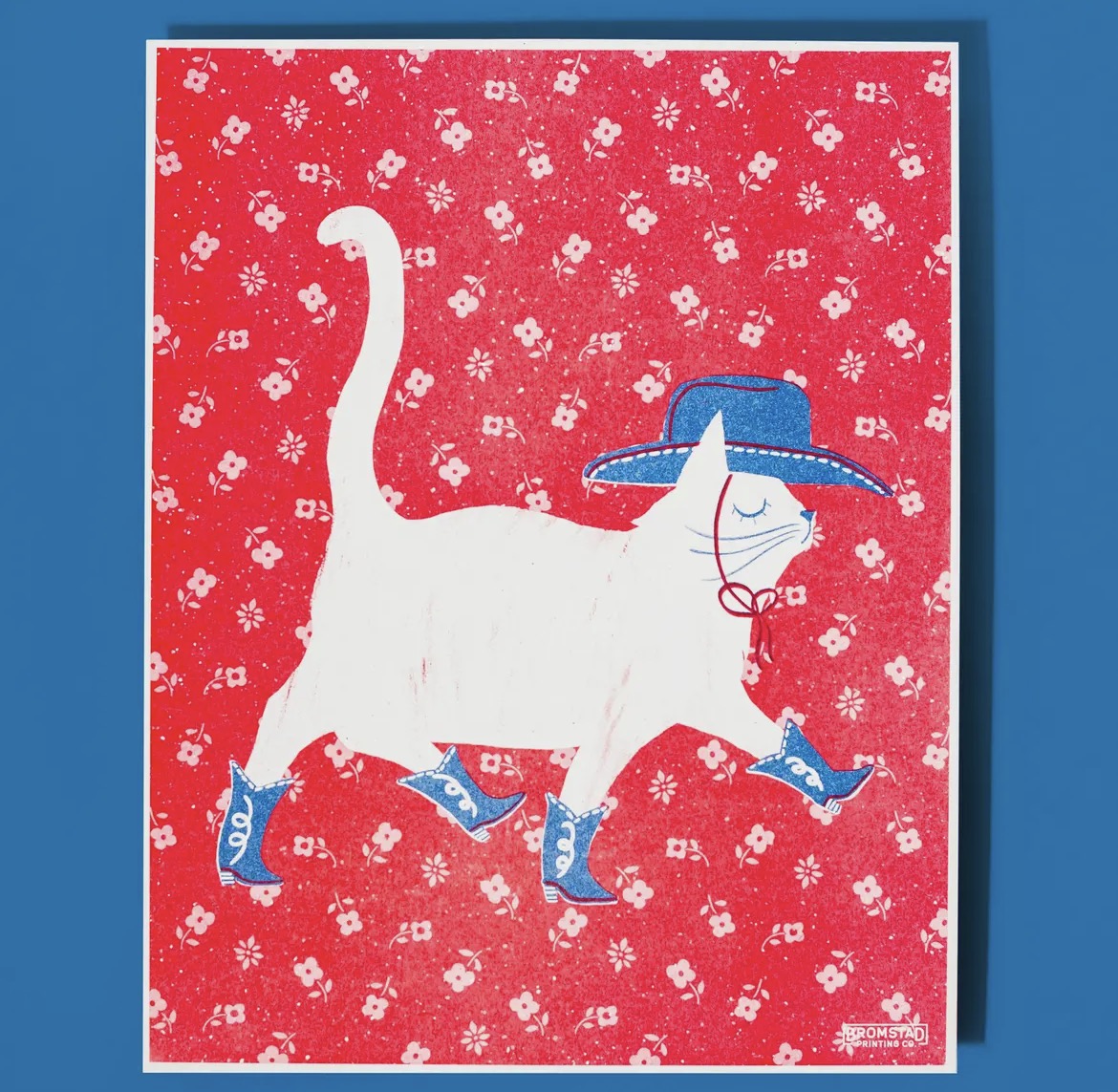 Cowboy Cat Risograph Print