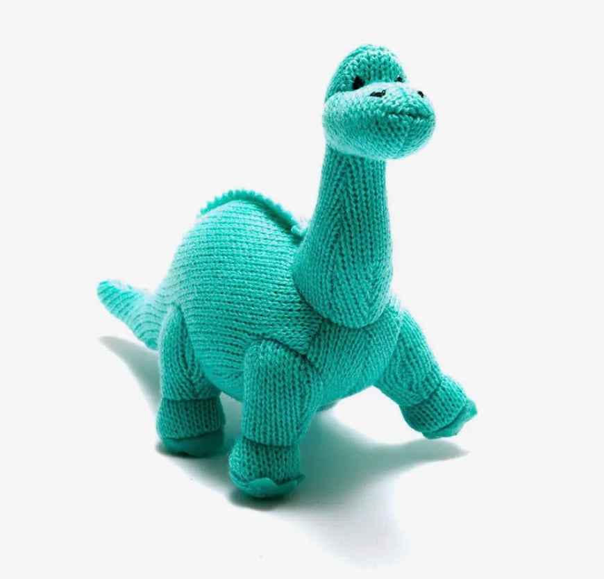 Knitted Diplodocus Dinosaur Baby Rattle