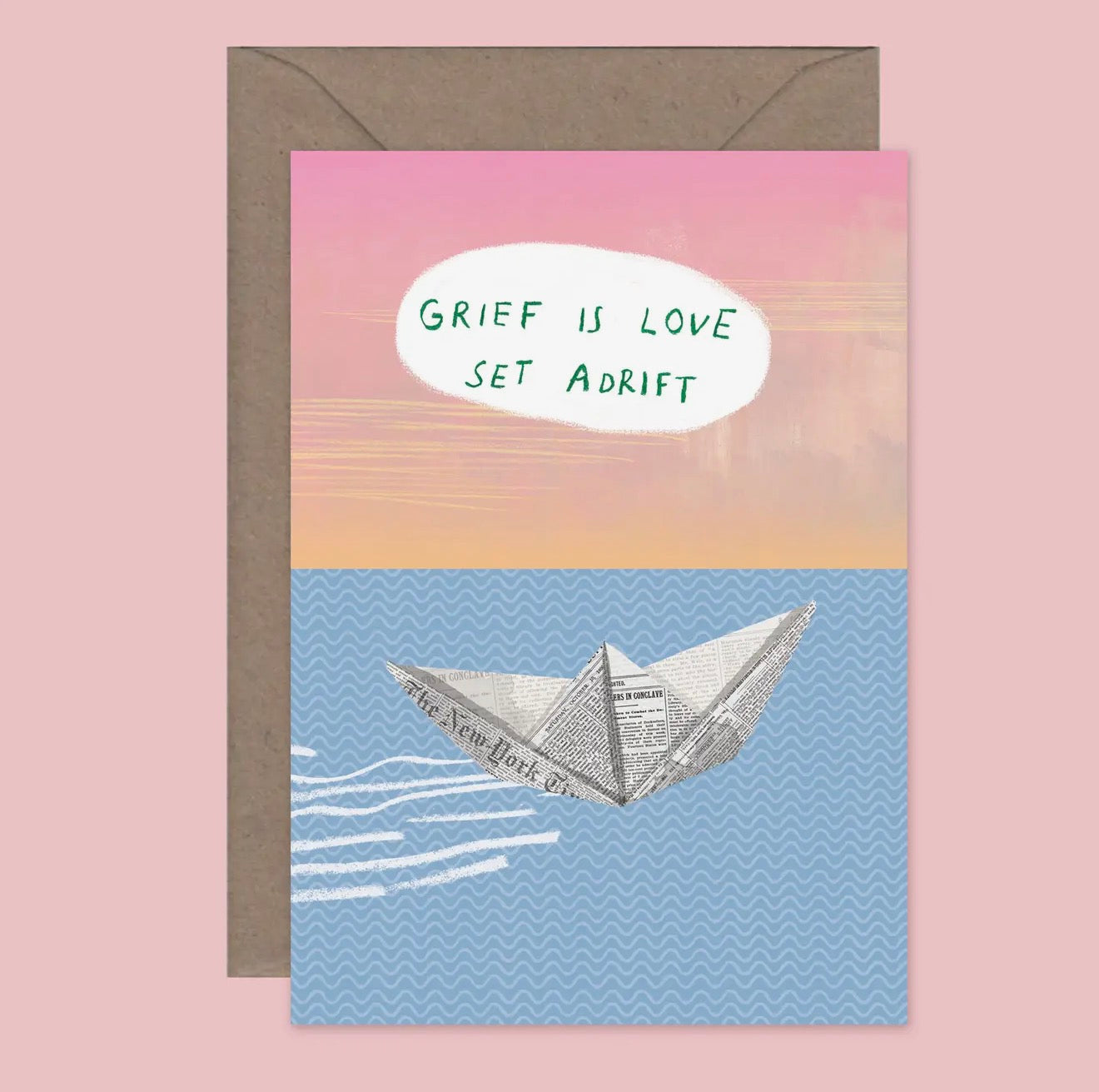 Grief Is Love Set Adrift Sympathy Card