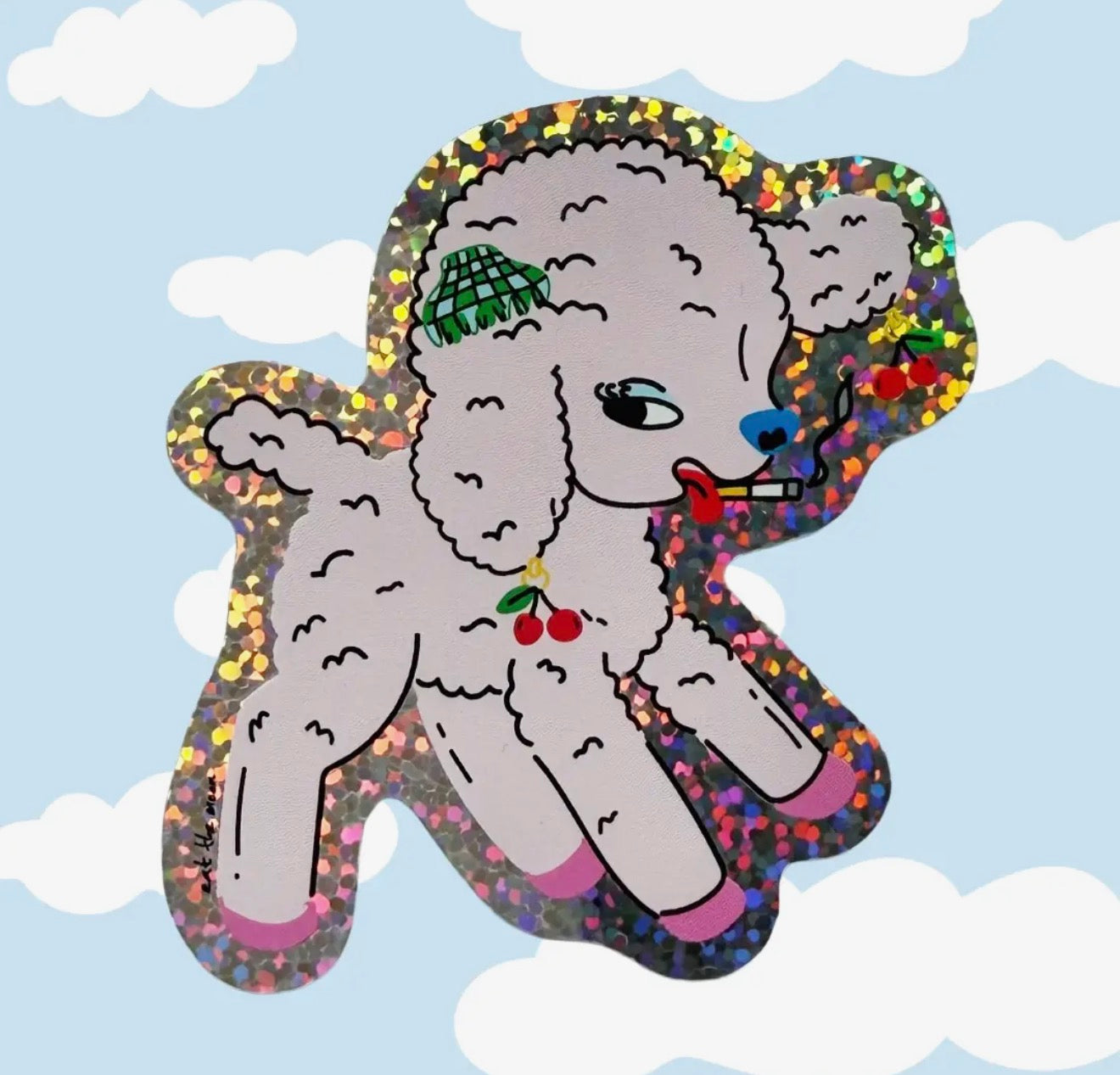 Little Lamb Glitter Vinyl Sticker