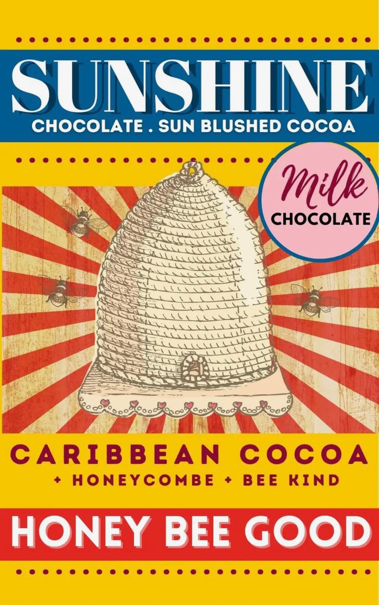 Sunshine Chocolate Honey Bee Good Milk Chocolate Melt Bar