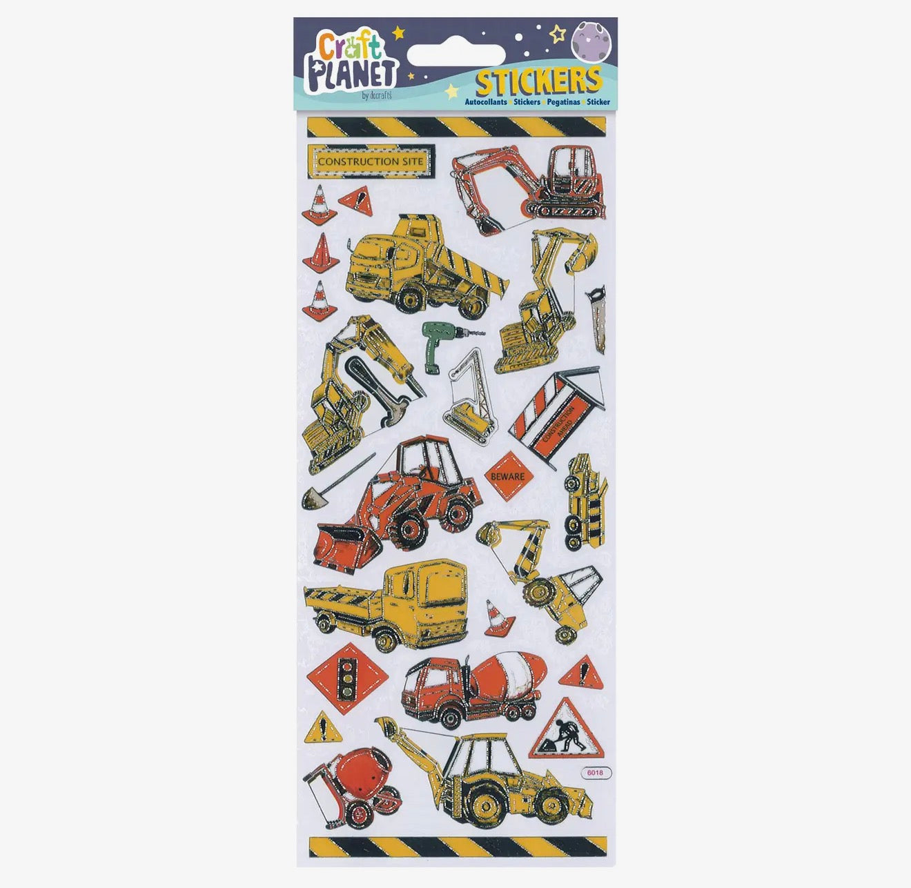 Construction Site Vehicles Sticker Sheet