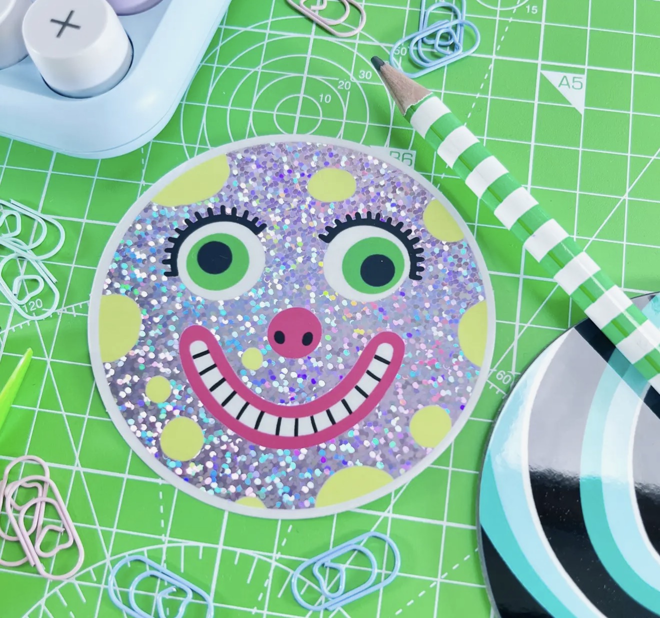 Mr Blobby Glittery Sticker