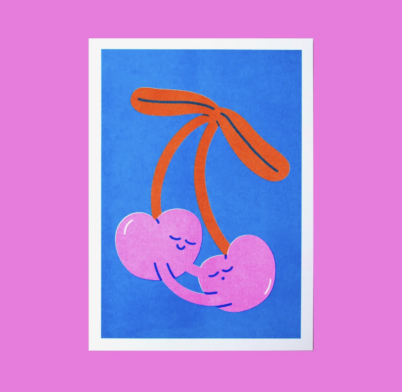 Cherries A5 Risograph Print