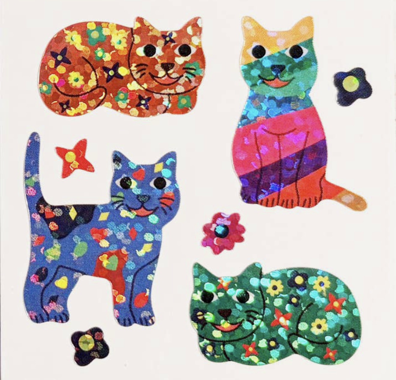 Sparkle Groovy Cat Stickers