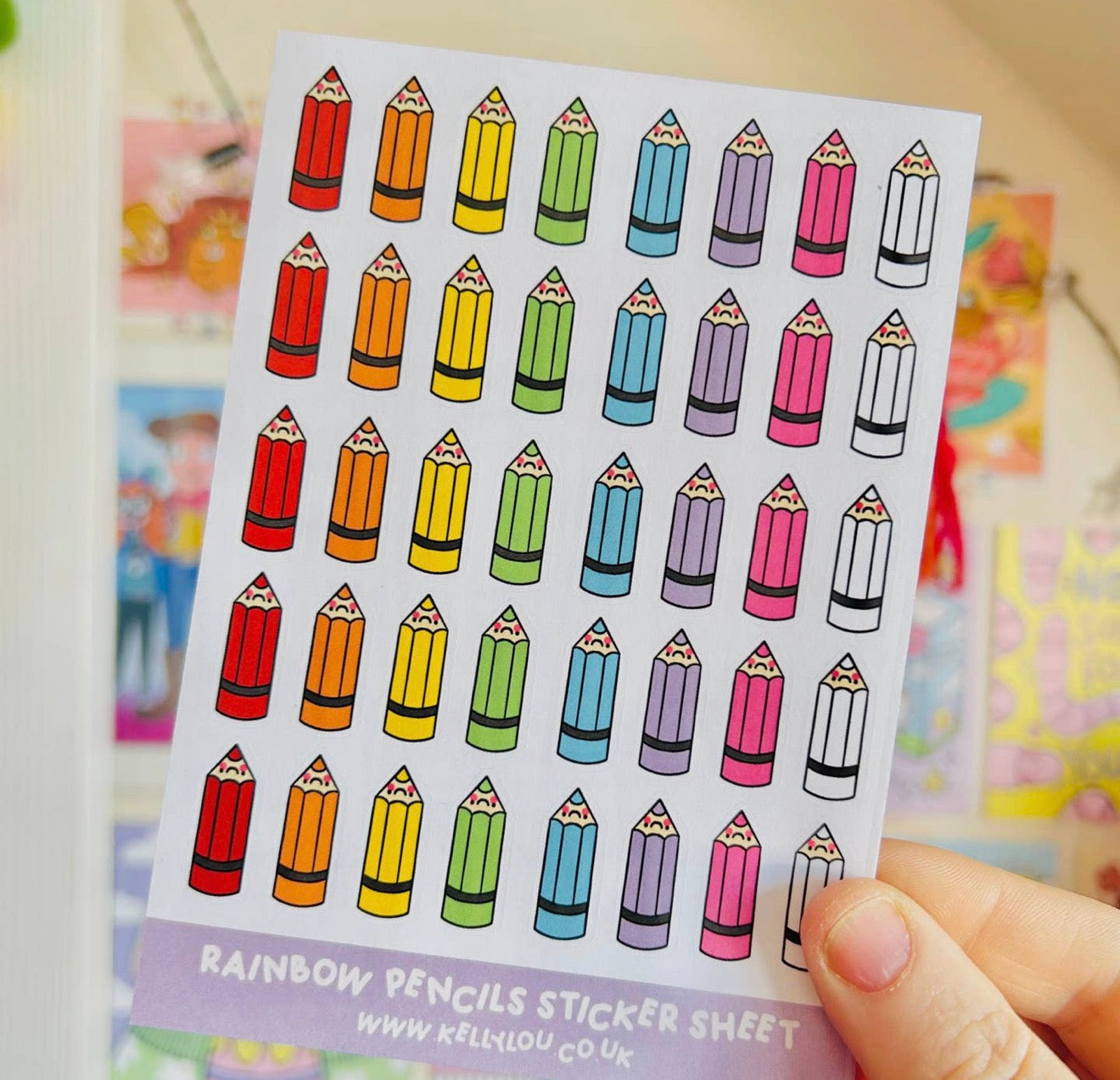 Rainbow Pencils Sticker Sheet