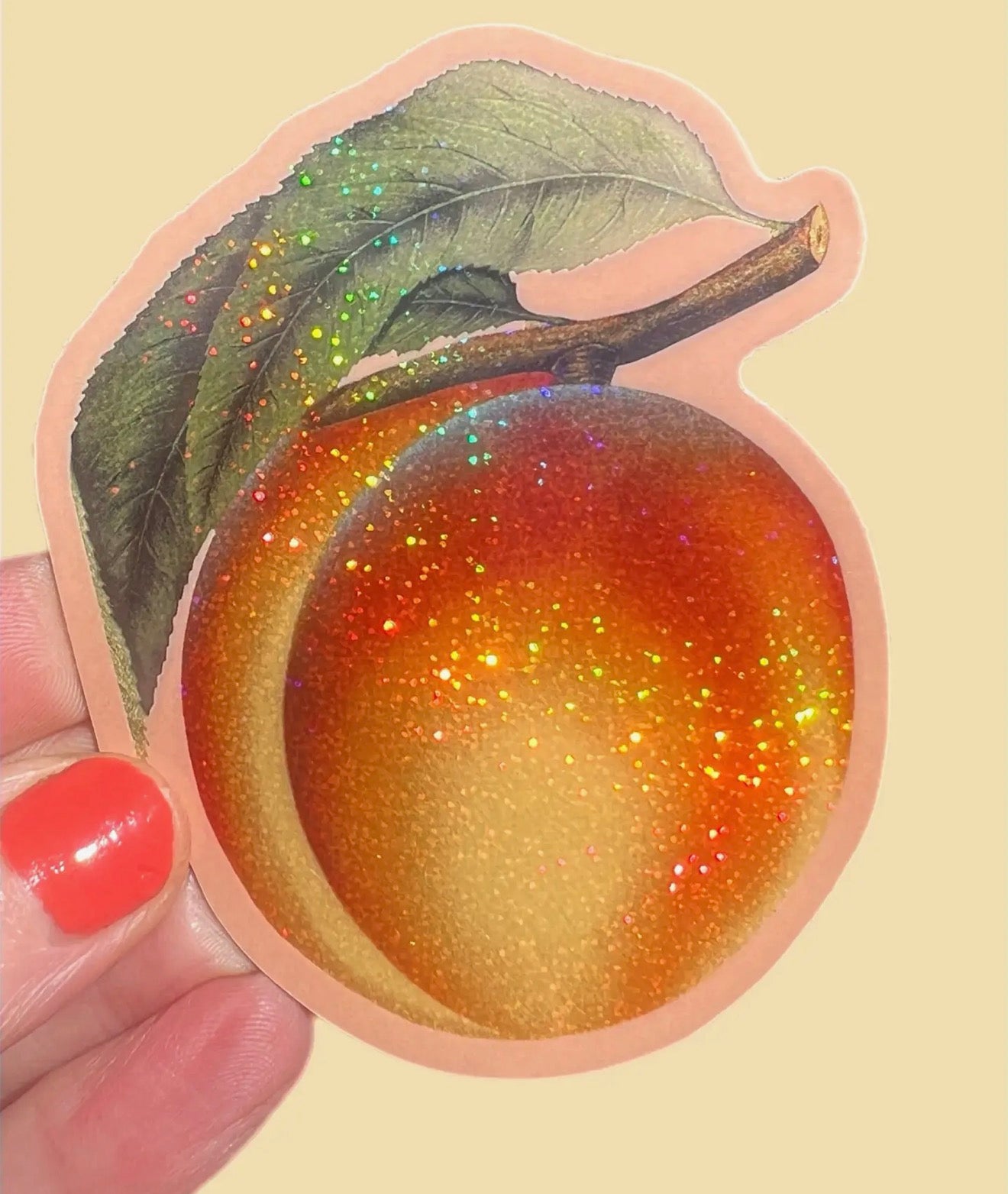 Peach Glitter Sticker