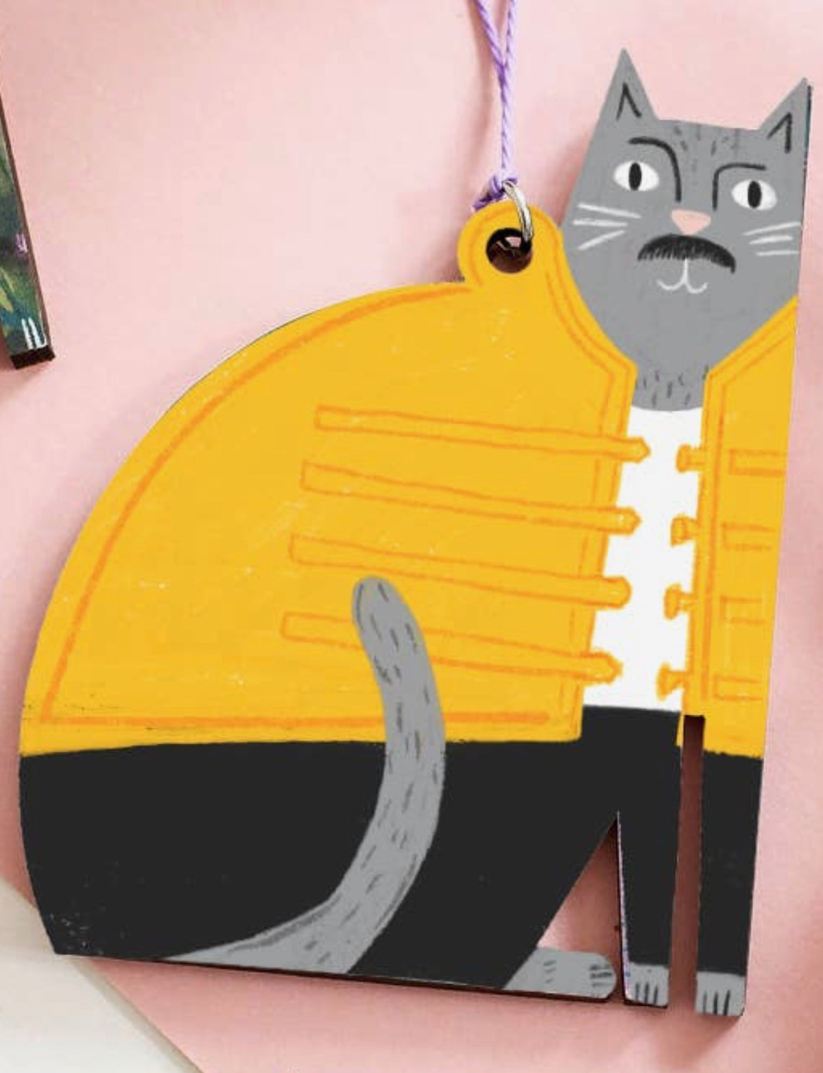 Freddie Meowcury Wooden Cat Hanging Decoration