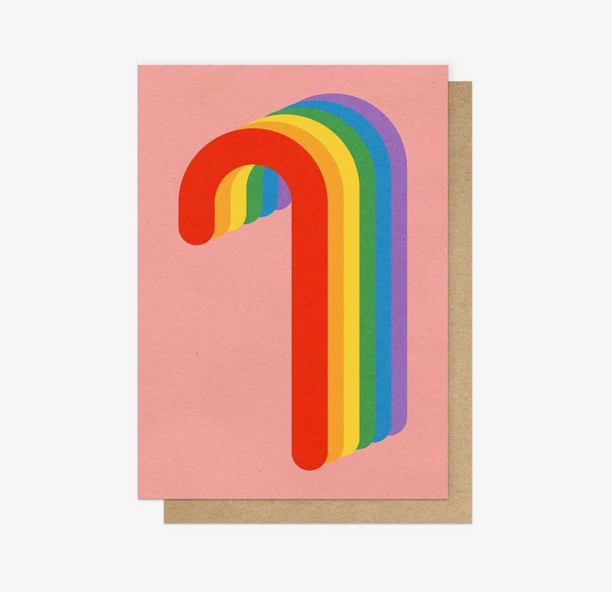 Rainbow Candy Cane Greetings Card