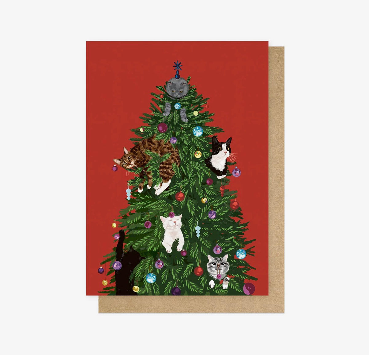Christmas Cat Tree Greetings Card