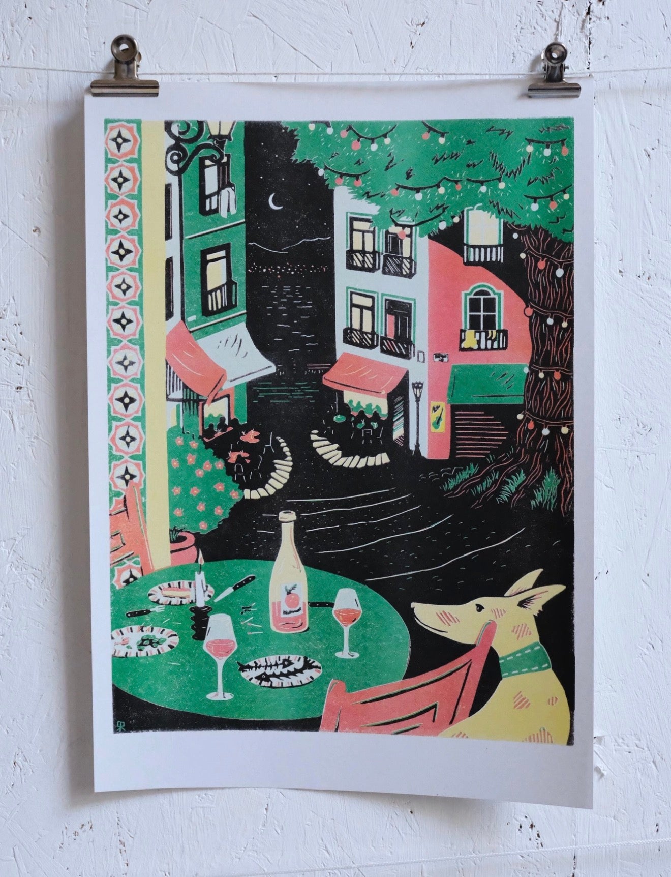 Orange Wine A3 Risograph Print