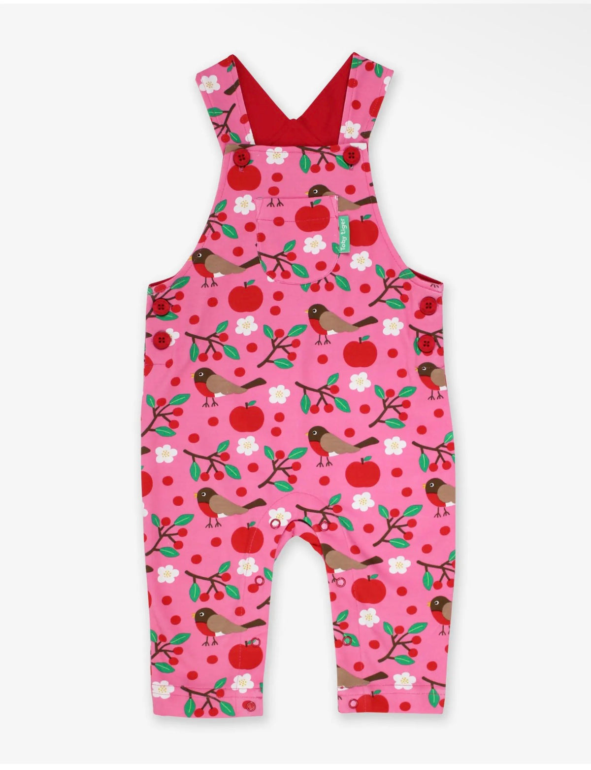 Organic Robin Print Dungarees - 3-6 Months