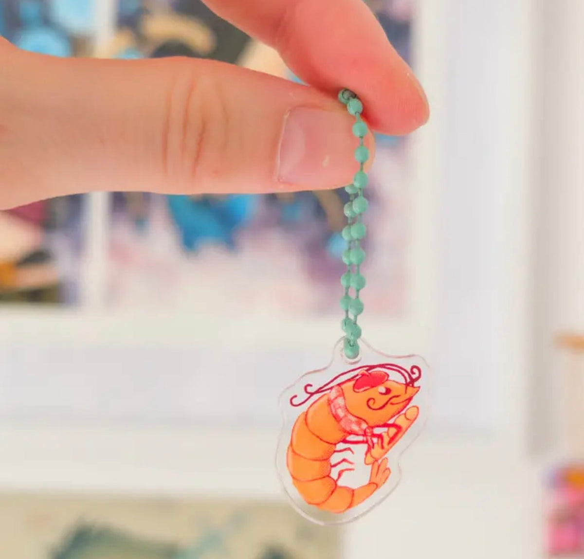 French Shrimp Small Acrylic Charm
