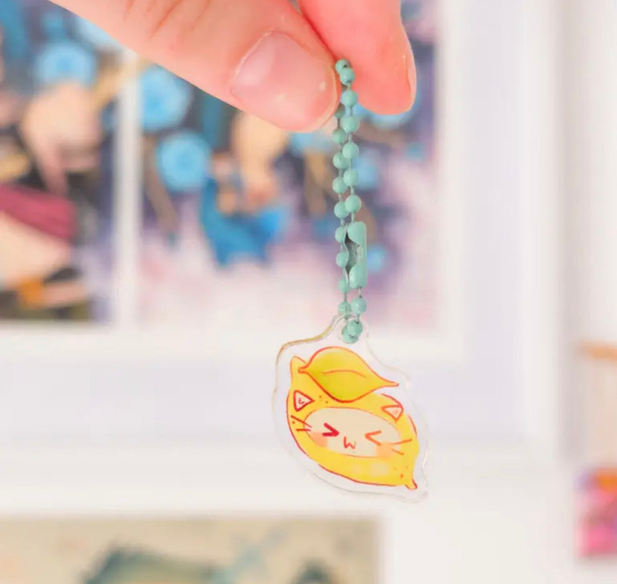 Lemon Cat Small Acrylic Charm