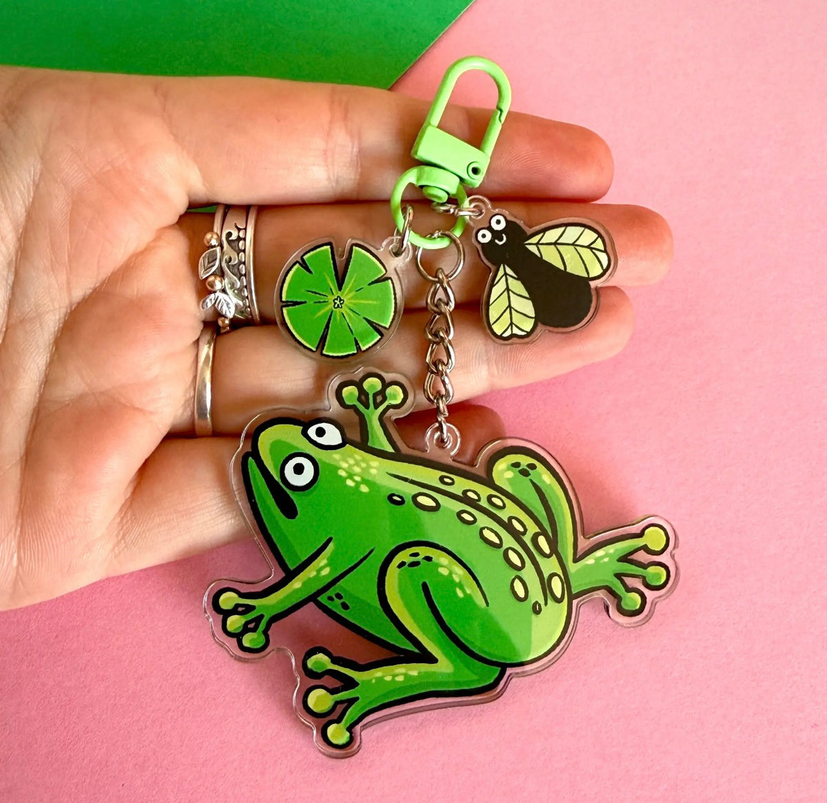 Frog and Fly Acrylic Keyring