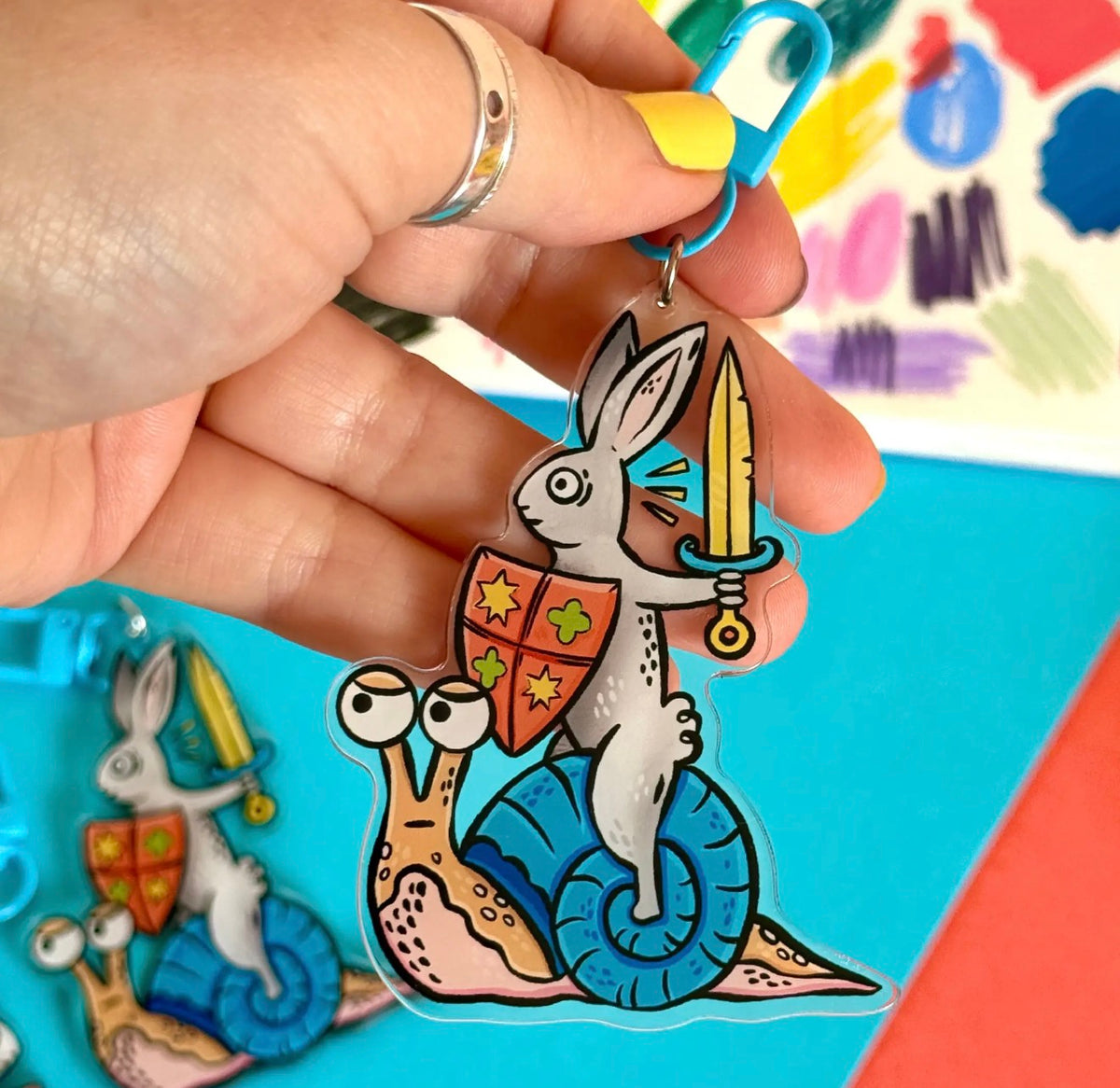Medieval Bunny Acrylic Keyring