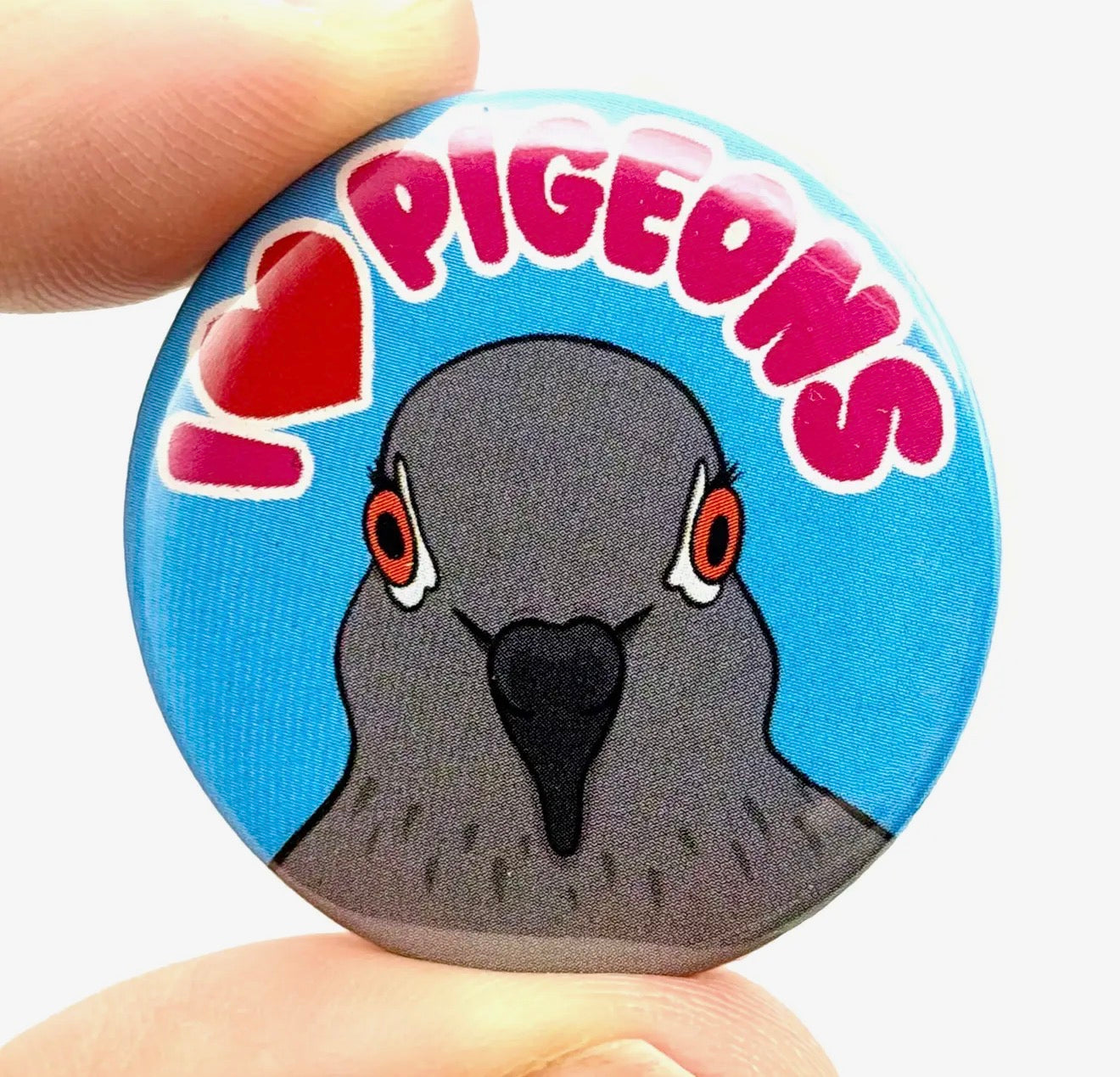 I Love Pigeons Button Pin Badge