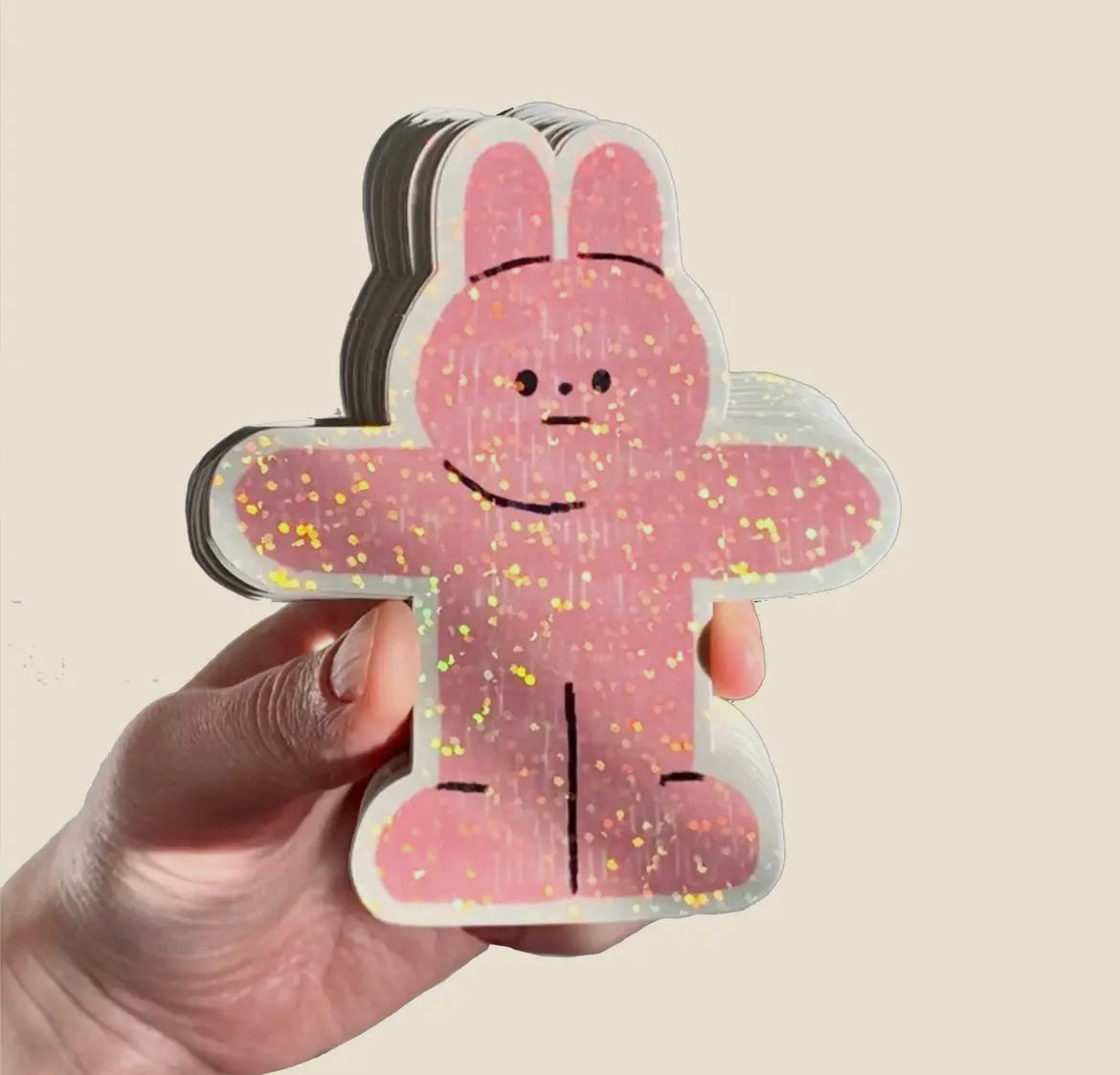 Pink Rabbit Glitter Sticker