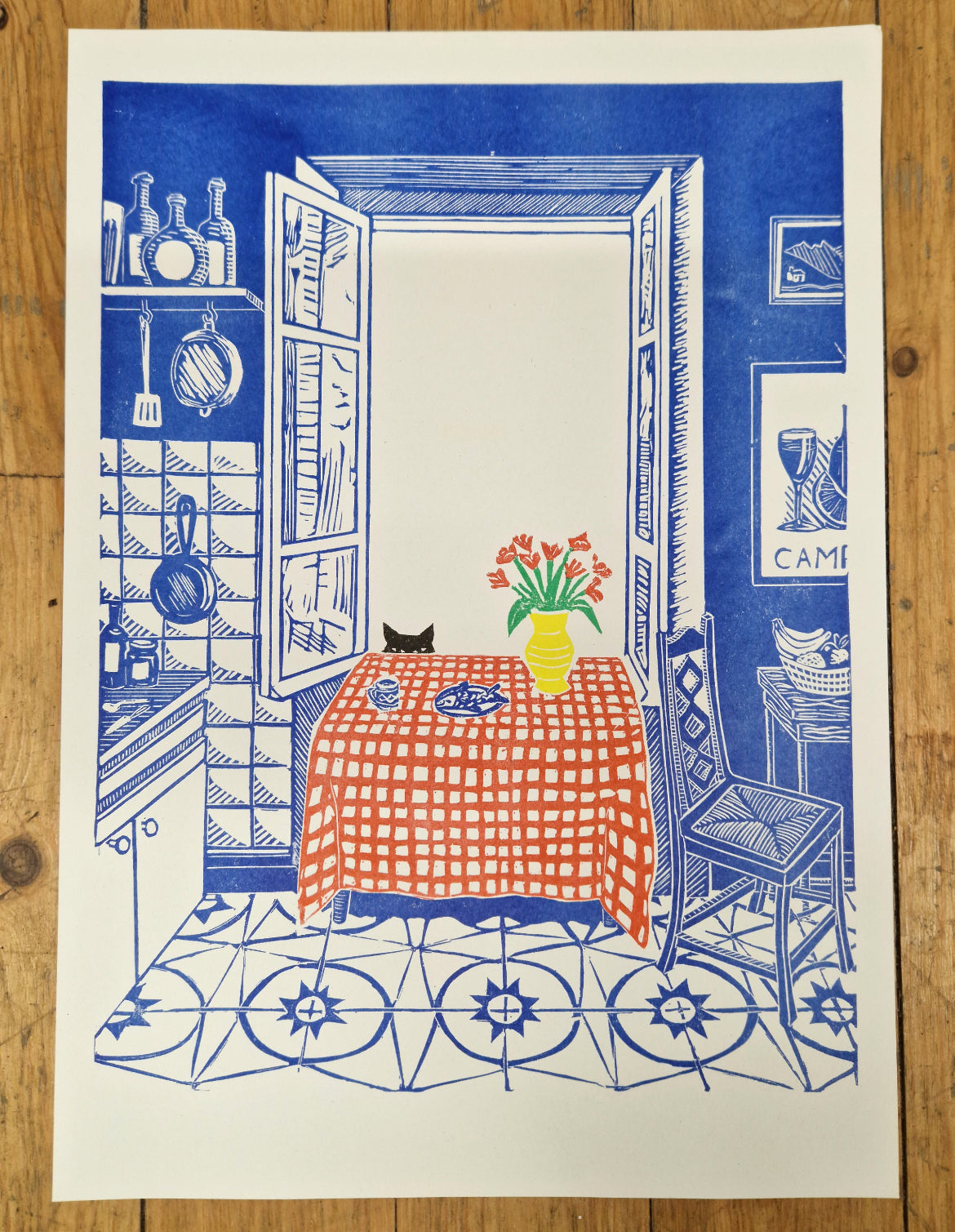 The Cat and the Fish Riso Print