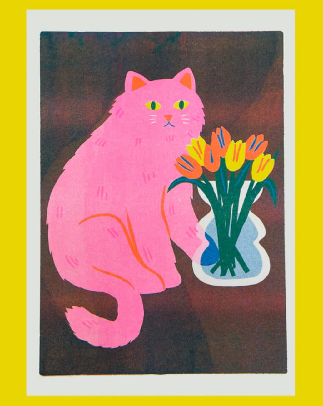 Cat With Flower A4 Print