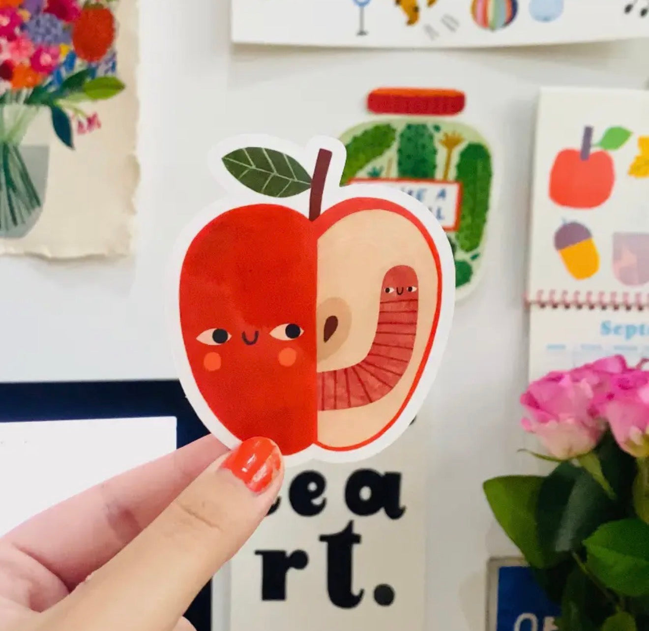 Apple & Worm Sticker