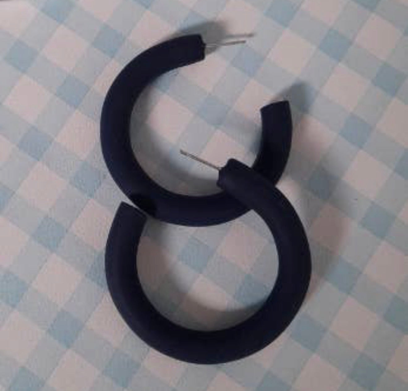 Navy Polymer Clay Hoop Earrings