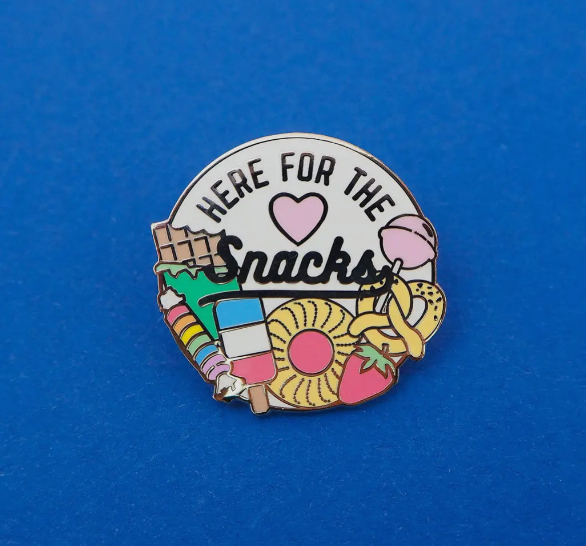 Here For the Snacks Enamel Pin