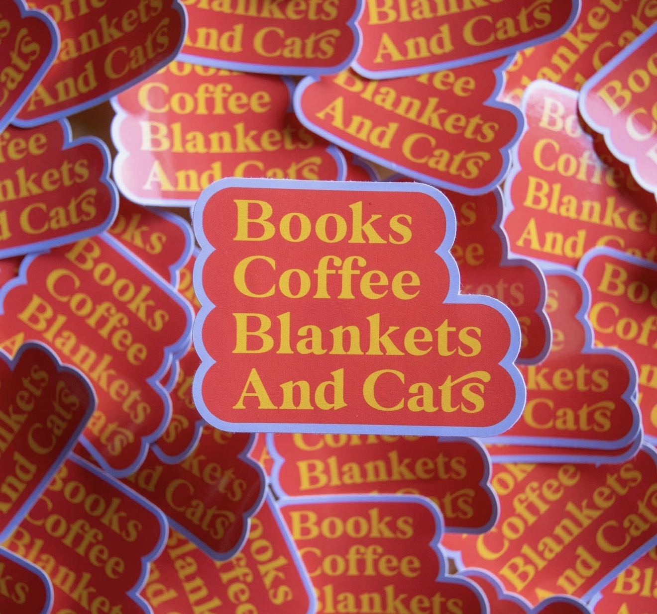Books, Coffee, Blankets and Cats Vinyl Sticker