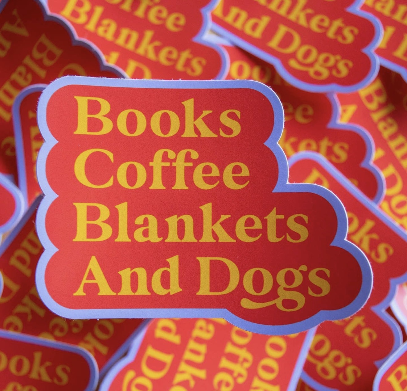 Books, Coffee, Blankets and Dogs Vinyl Sticker