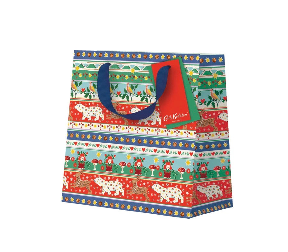 Festive Animal Stripe Small Gift Bag