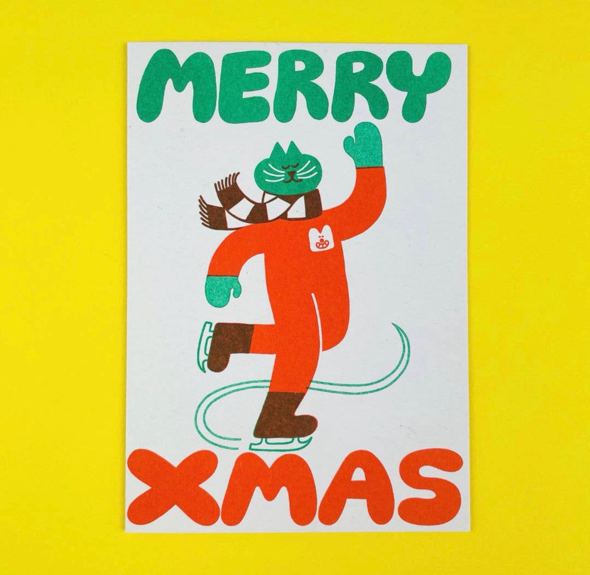 Skating Cat Christmas Card