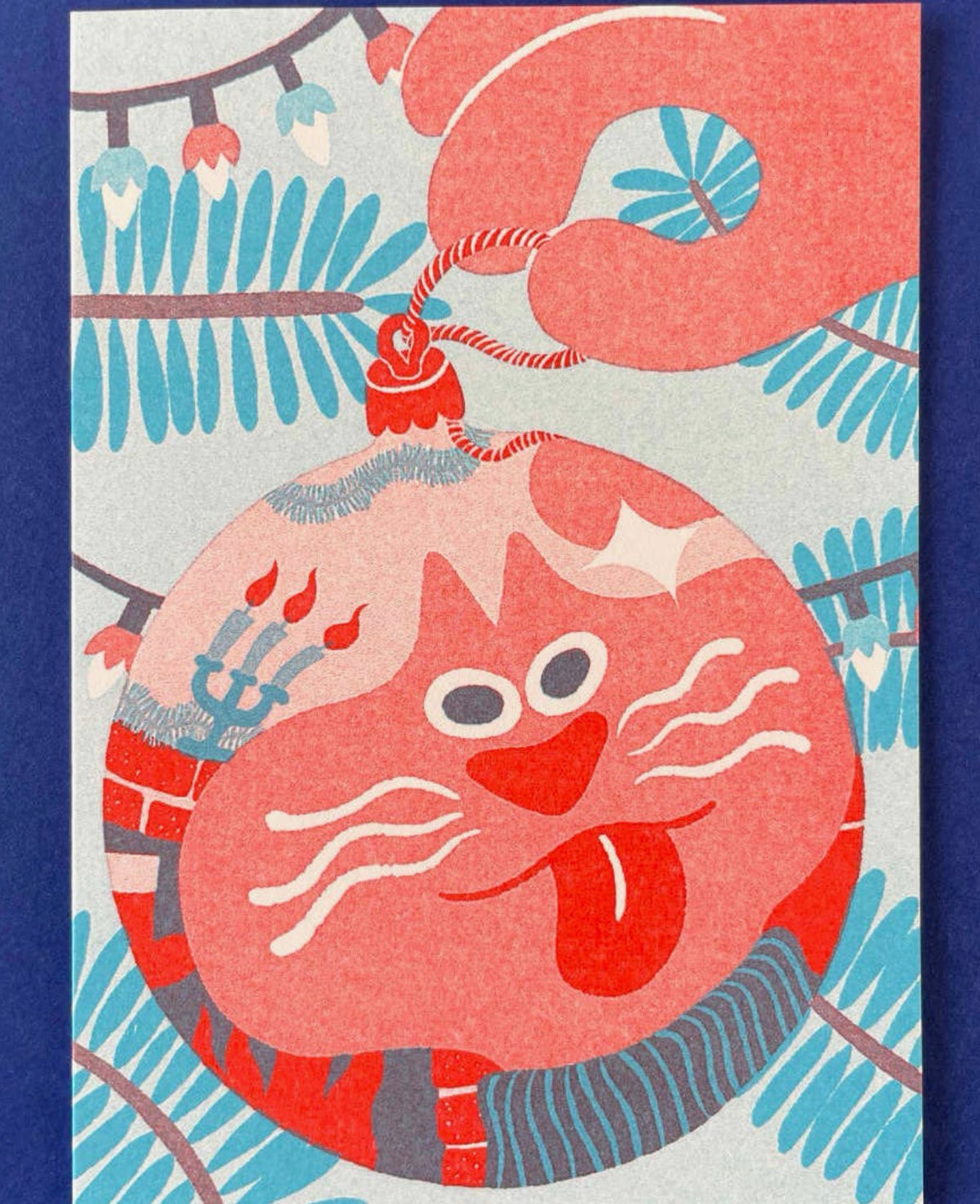 Cat Bauble Christmas Card