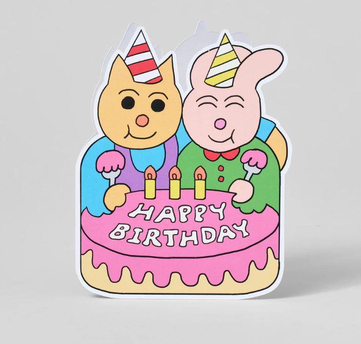 Happy Birthday Friends and Cake Card
