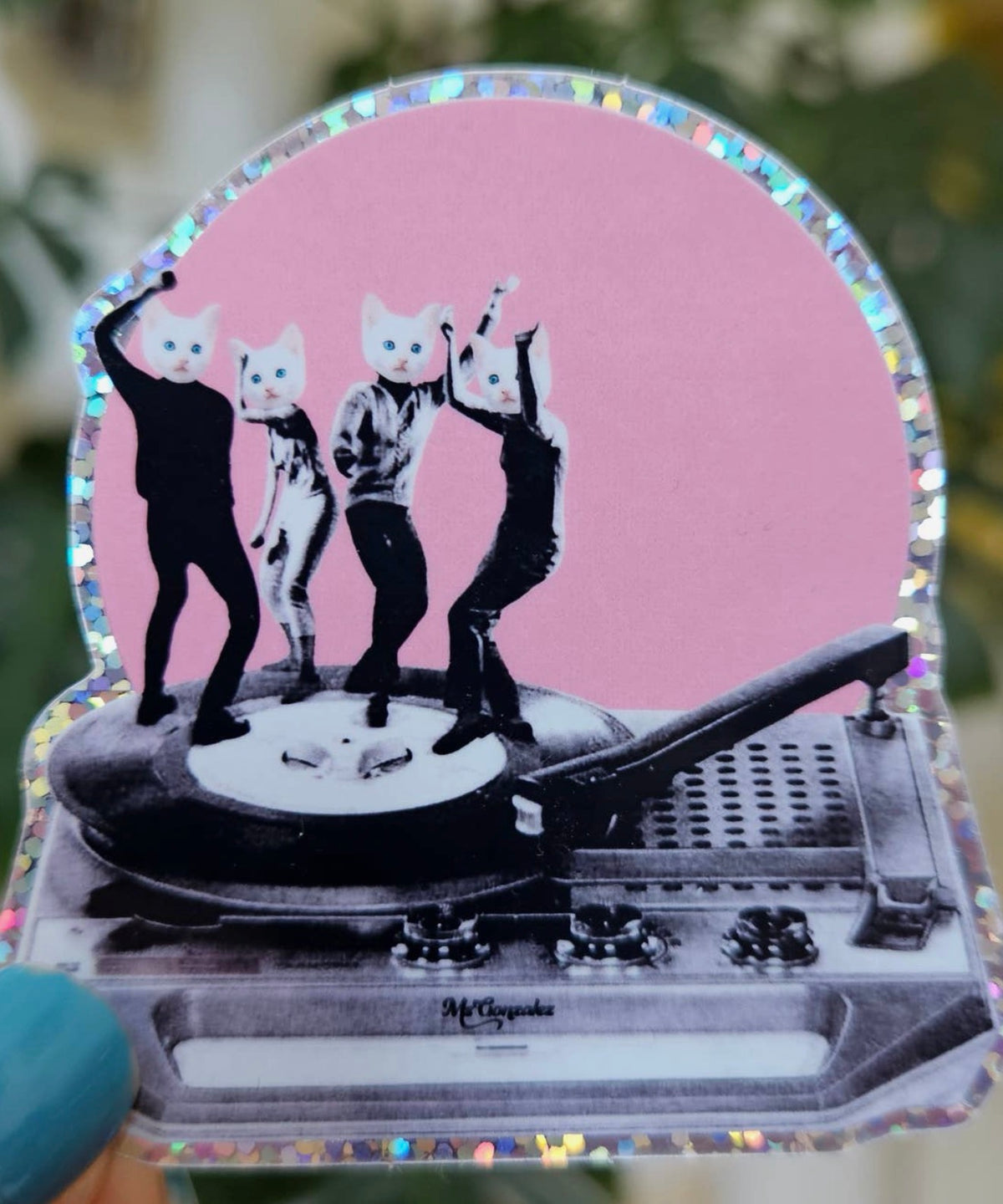 Dancing Cats Glitter Sticker