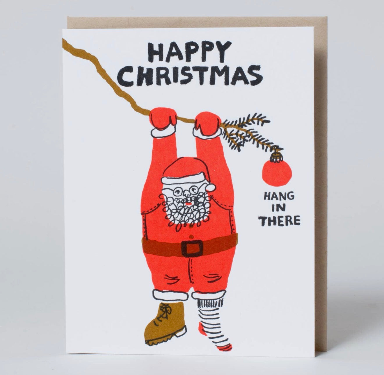 Hang in There Santa Holiday Letterpress Card