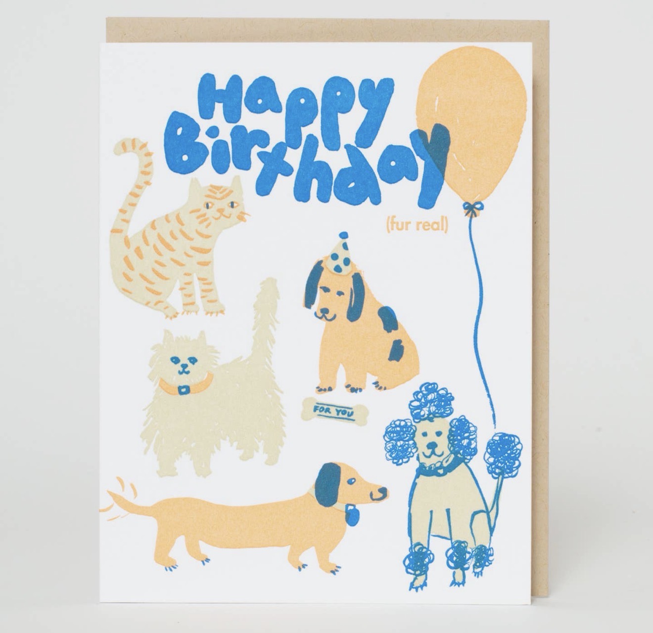 Birthday Dog & Cat Party Letterpress Greeting Card
