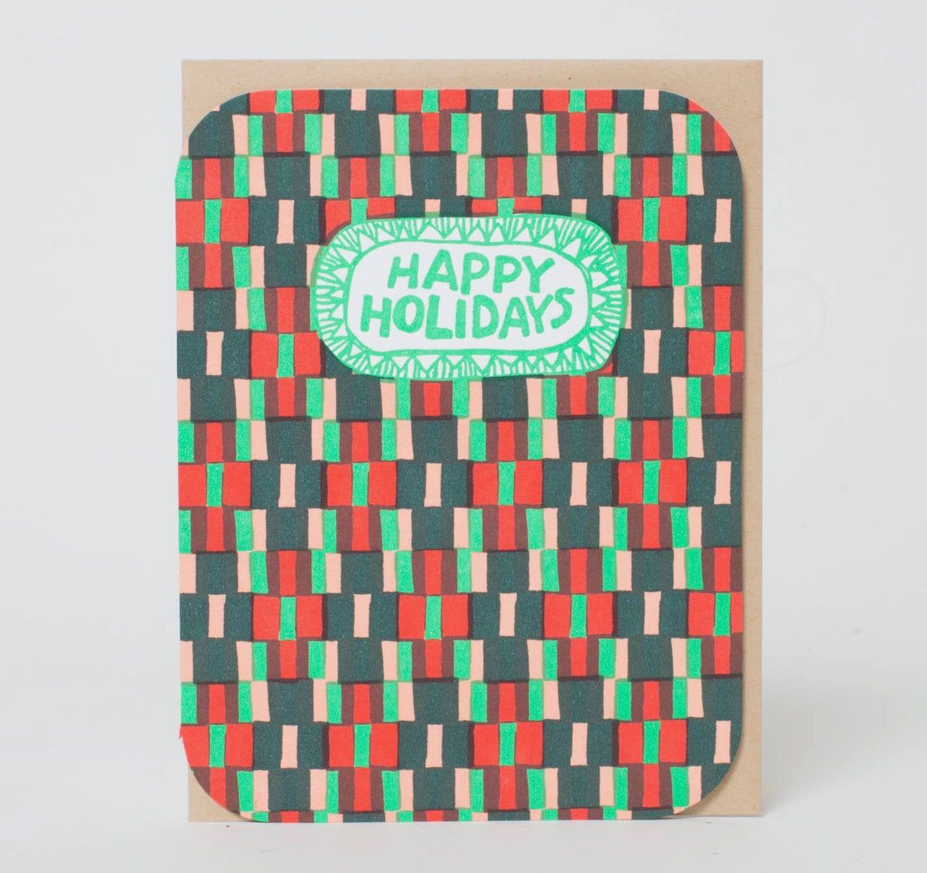 Woven Happy Holidays Letterpress Christmas Card
